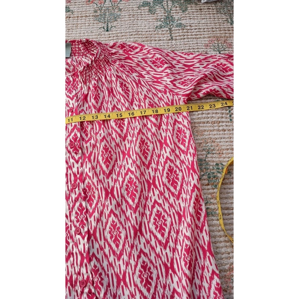 Maeve Anthropologie Ikat Print Smocked Neck Button Front Dress Tunic S Boho - Picture 10 of 12